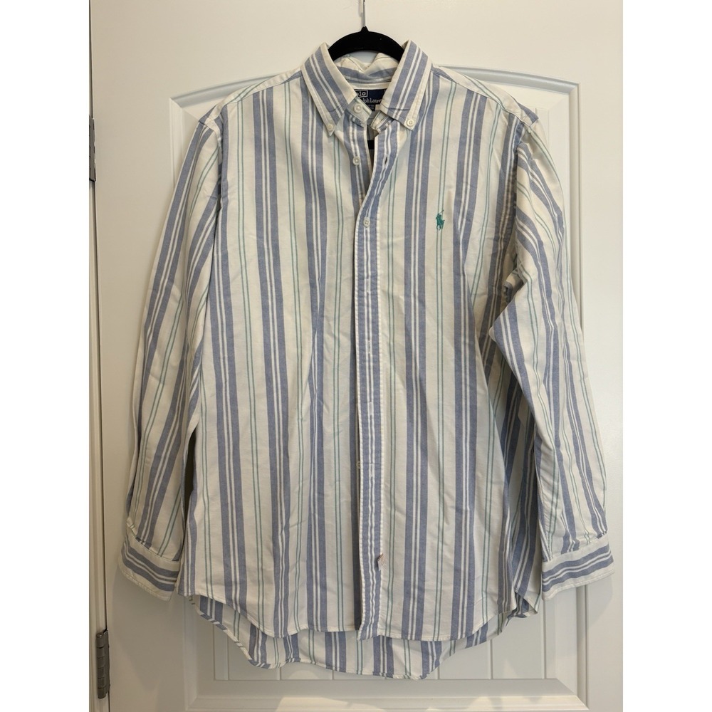 Vintage Polo Ralph Lauren Striped Button Down Shirt Mens L Cotton